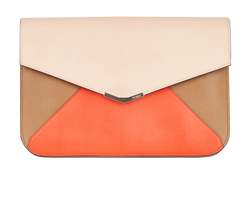 2 Jours Envelope Clutch, Leather, Brown/Red/Pink, 8M0312, 3*